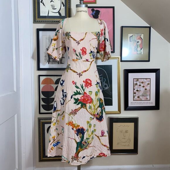 Tanya Taylor Women’s Size XS Lucinda Off The Shoulder Midi Dress Pink RUNS LARGE - Picture 2 of 7